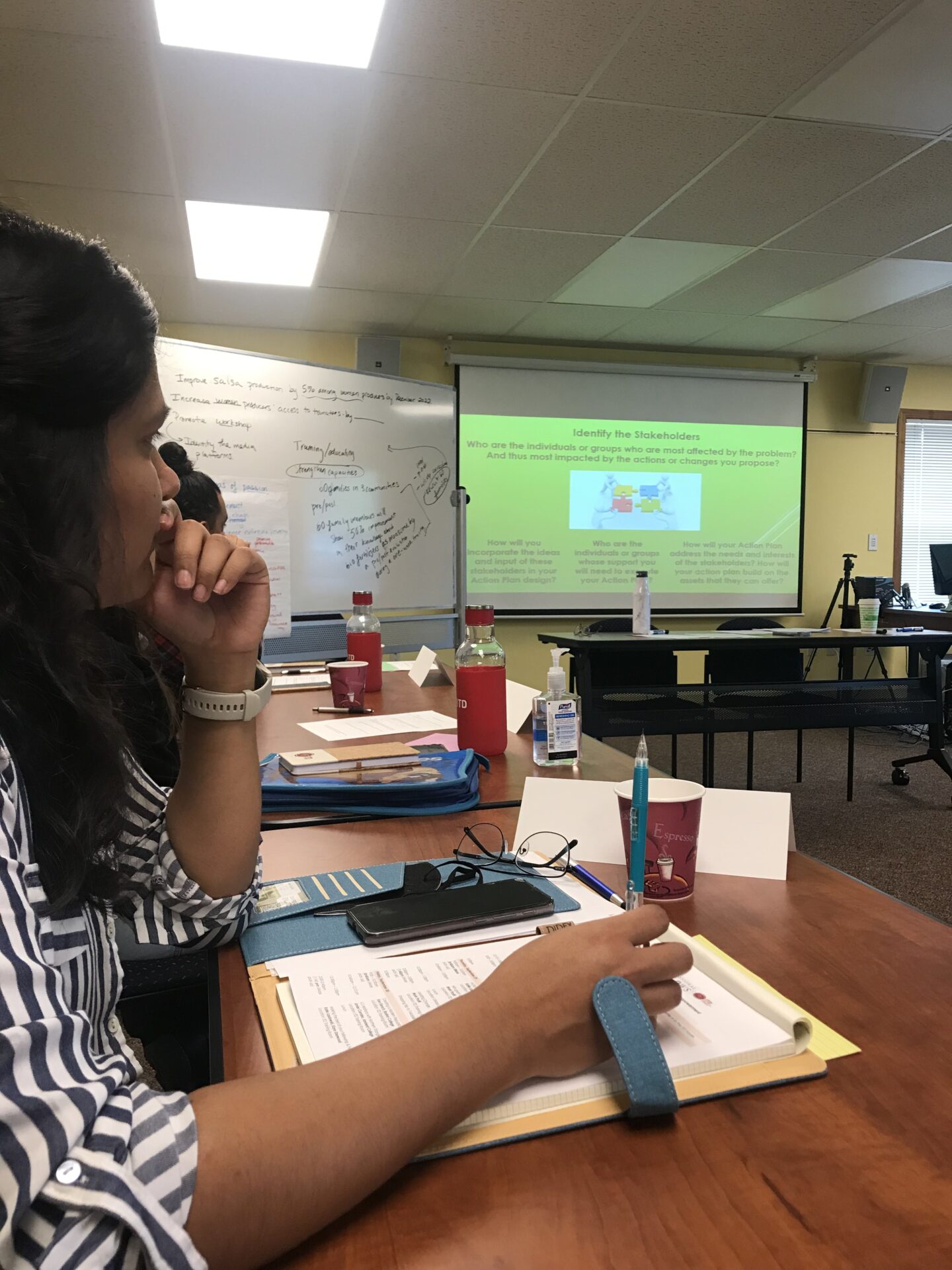 Woman watching a presentation